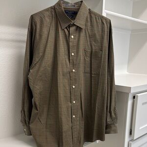Daniel Cremieux Men’s XL Long Sleeve‎ Button Down Brown Green Plaid Classic Fit